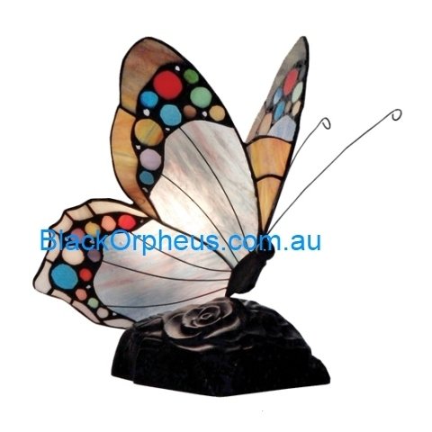 Leadlight Lamp, Butterfly, Blue
