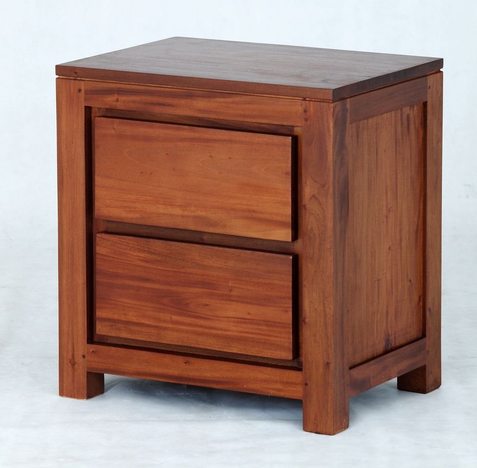 Bedside 2 Hidden Drawer Timber – view 2