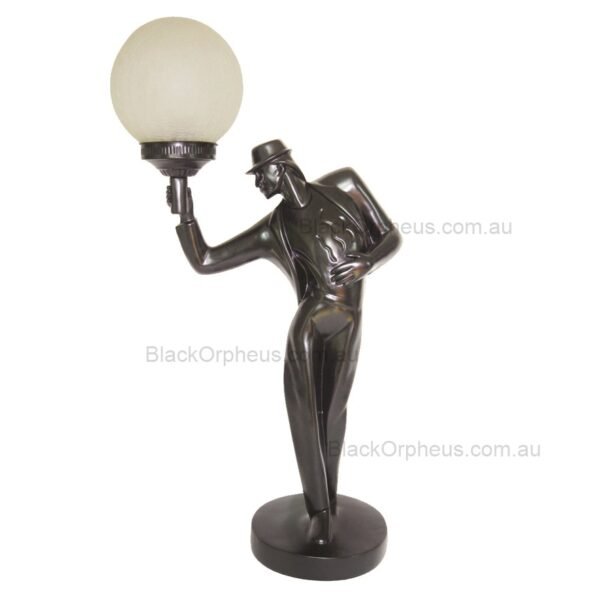 Art Deco Man Dancer Lamp Black H 63cm