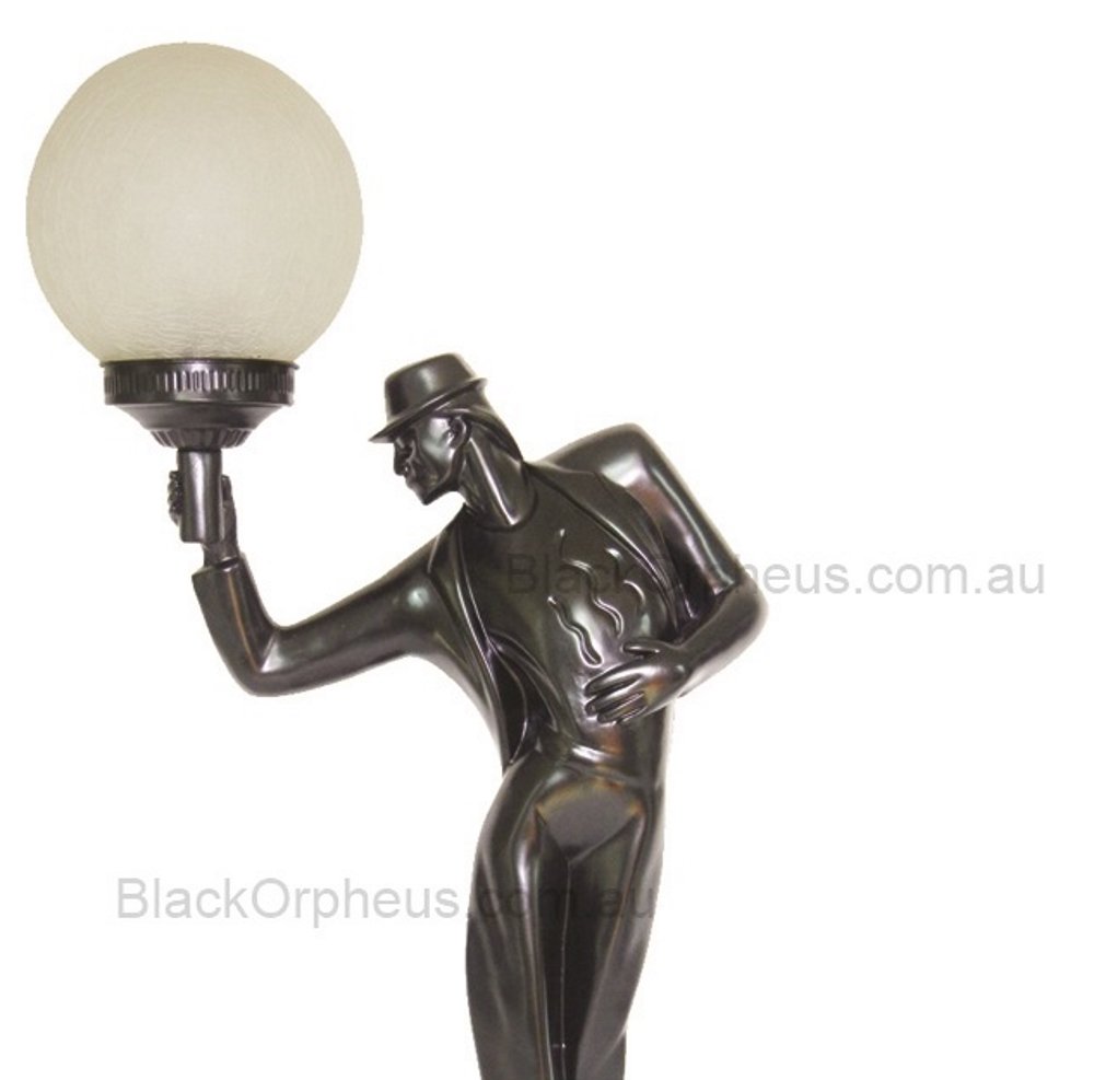 Art Deco Man Dancer Lamp Black H – view 3