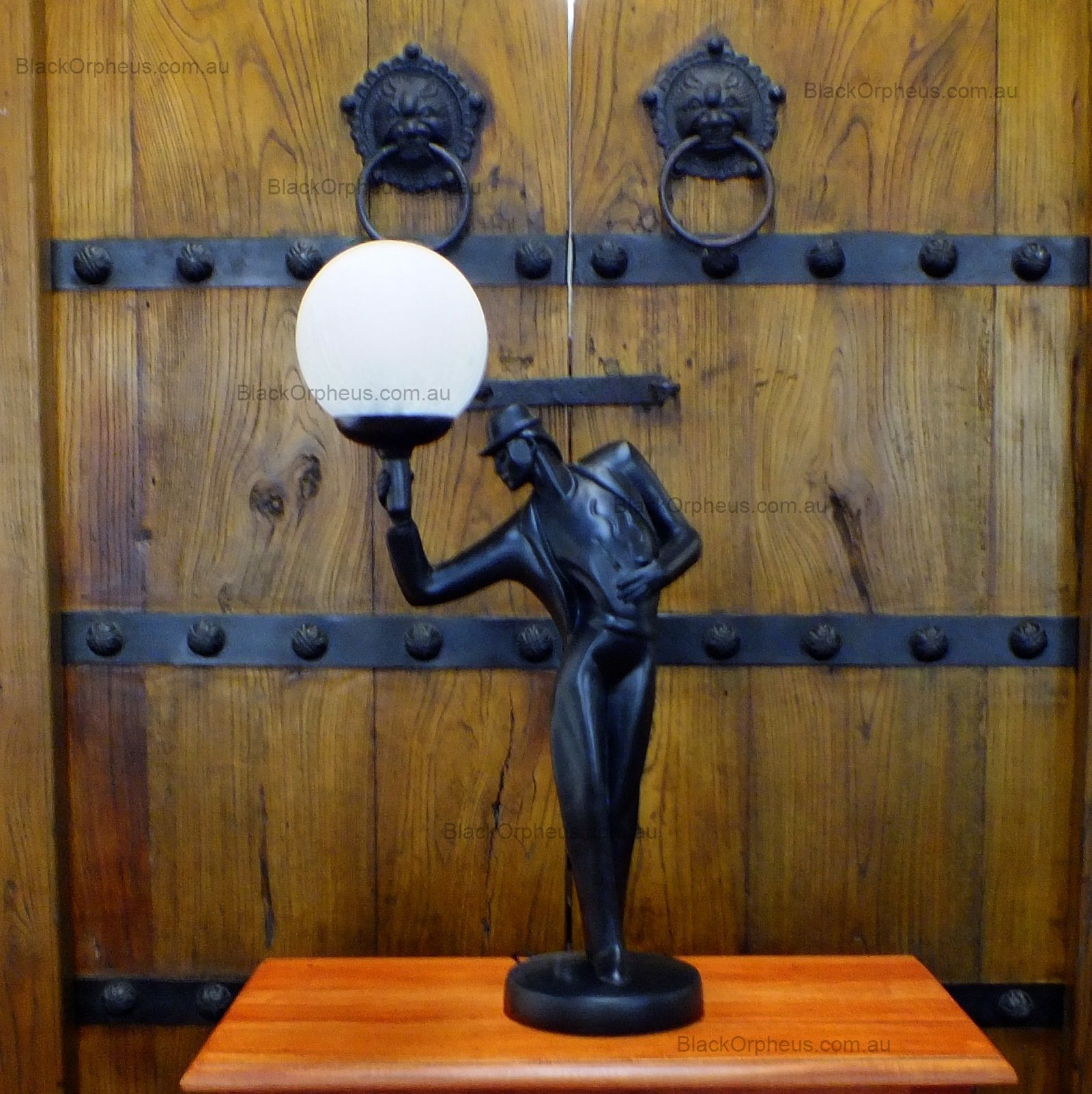 Art Deco Man Dancer Lamp Black H – view 2