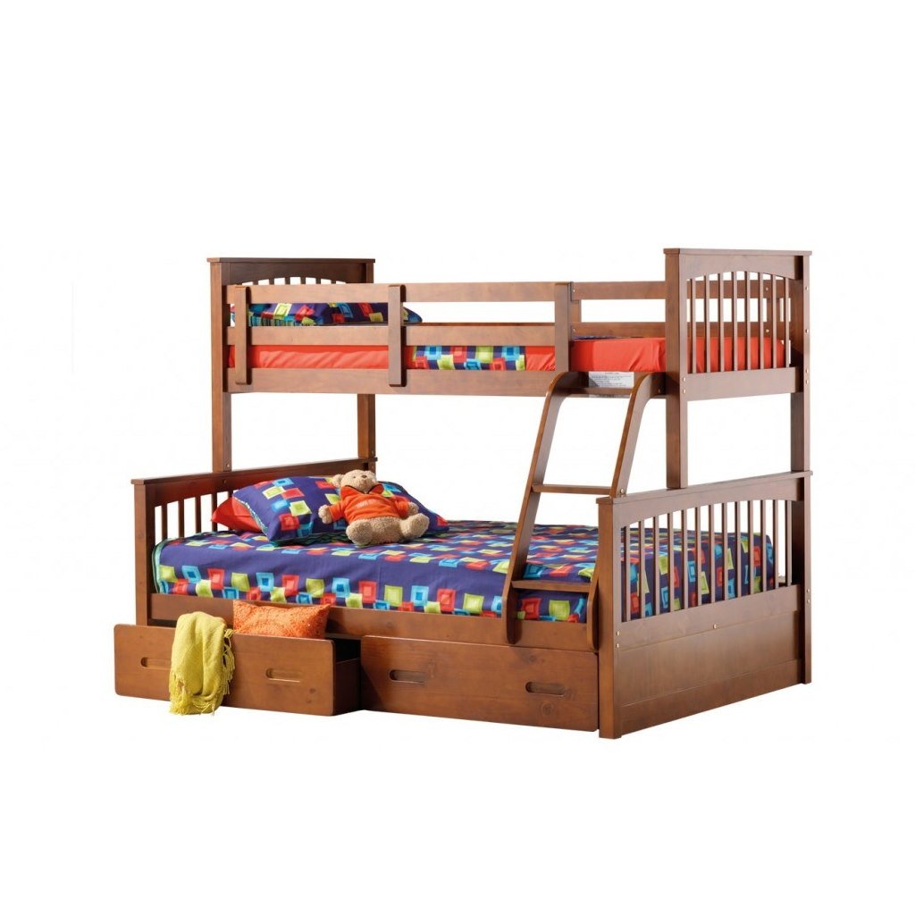 Beds – Brighton Bunk Single Double Bed Antique Oak