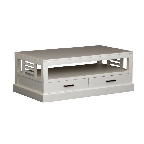 Coffee Table Slatted Sides Timber White