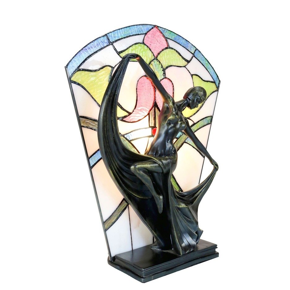 Art Deco Stained Glass Floral Table Lamp – view 4