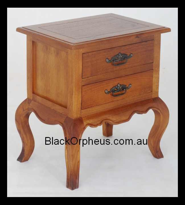French Provincial 2 Drawer Bedside La Verde – view 2