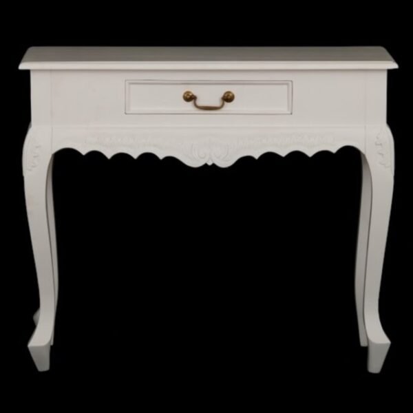 Hall Table Carved 1 Drawer Queen Ann White