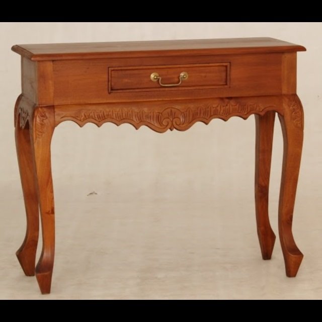 Hall Table Carved 1 Drawer Queen Ann – view 2