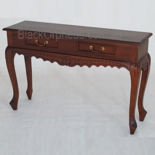 Hall Table Carved 2 Drawer Queen Ann – view 2
