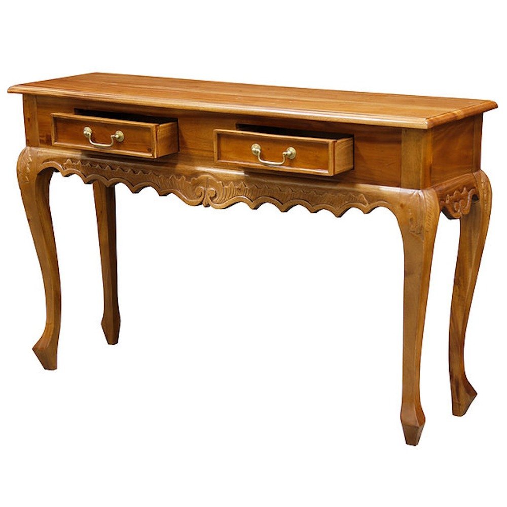 Hall Table Carved 2 Drawer Queen Ann – view 7
