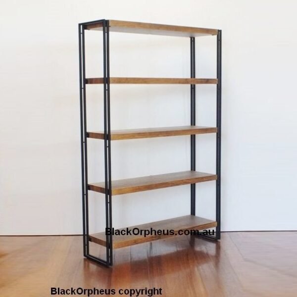 Industrial Metal Wood Look Bookcase Bookcase