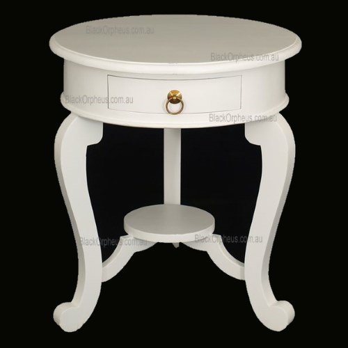 La Verde Cabriole Leg 1 Drawer Lamp Table white