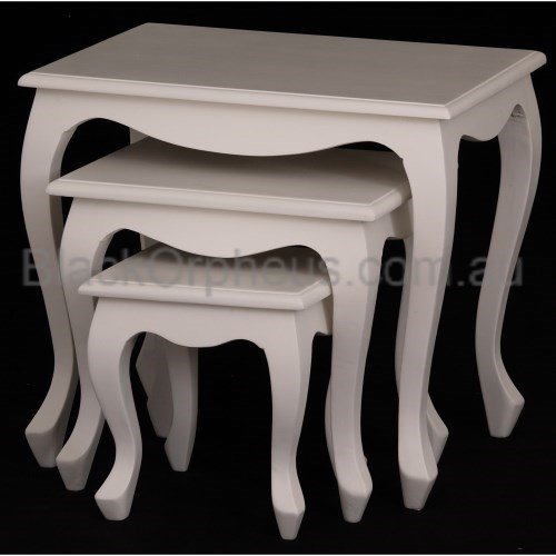 Nest of Tables Queen Ann White
