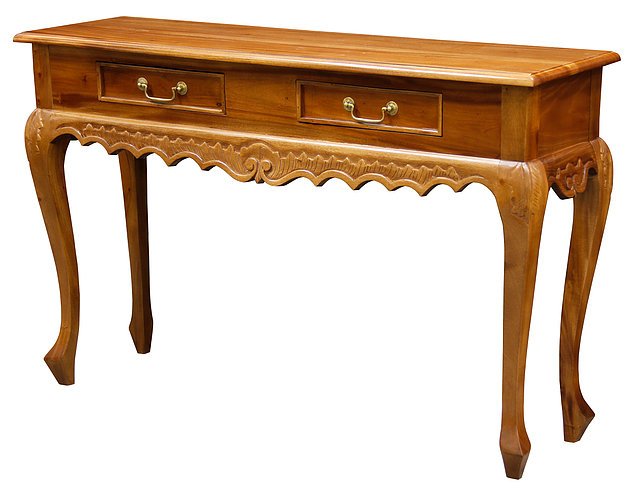 Hall Table Carved 2 Drawer Queen Ann – view 3