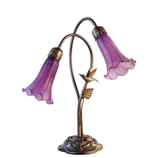 Twin Hummingbird Lily Lamp Purple