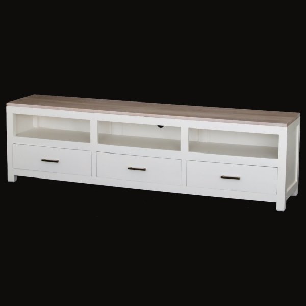 TV Unit White 3 Drawer Width 190cm
