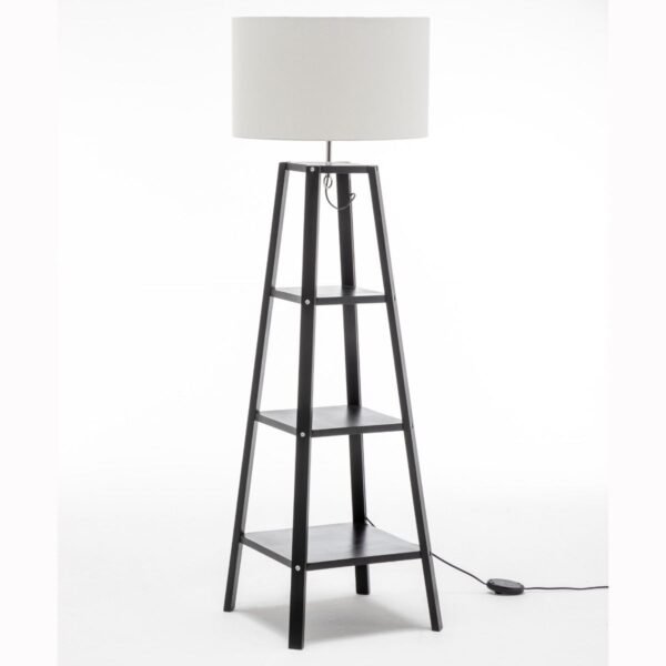 Matte Black Rubberwood Floor Lamp