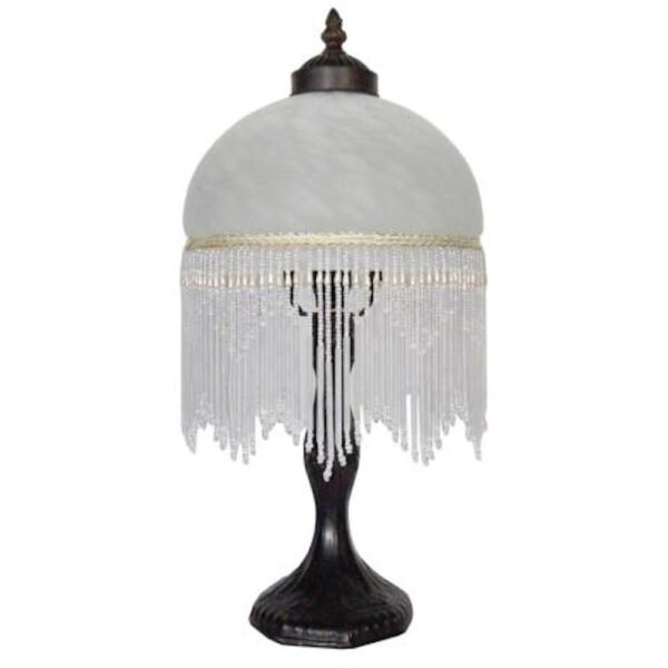Victorian Beaded Lamp White