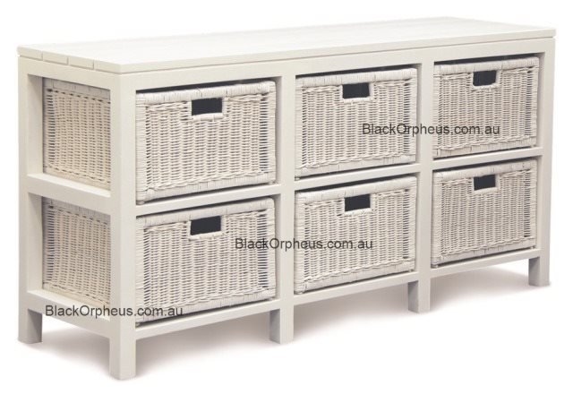 Rattan Chest 6 Drawers White – view 3