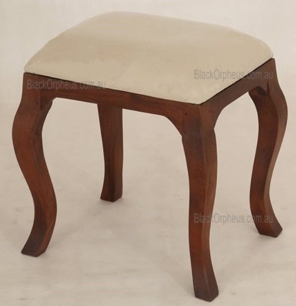 Queen Ann Stool Timber Fabric H45cm.