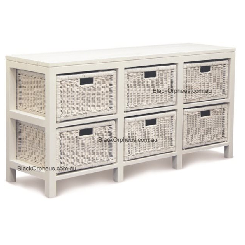 Rattan Chest 6 Drawers White – view 2