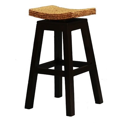 Timber Stool Swivel Rattan Seat W45xD45xH76cm